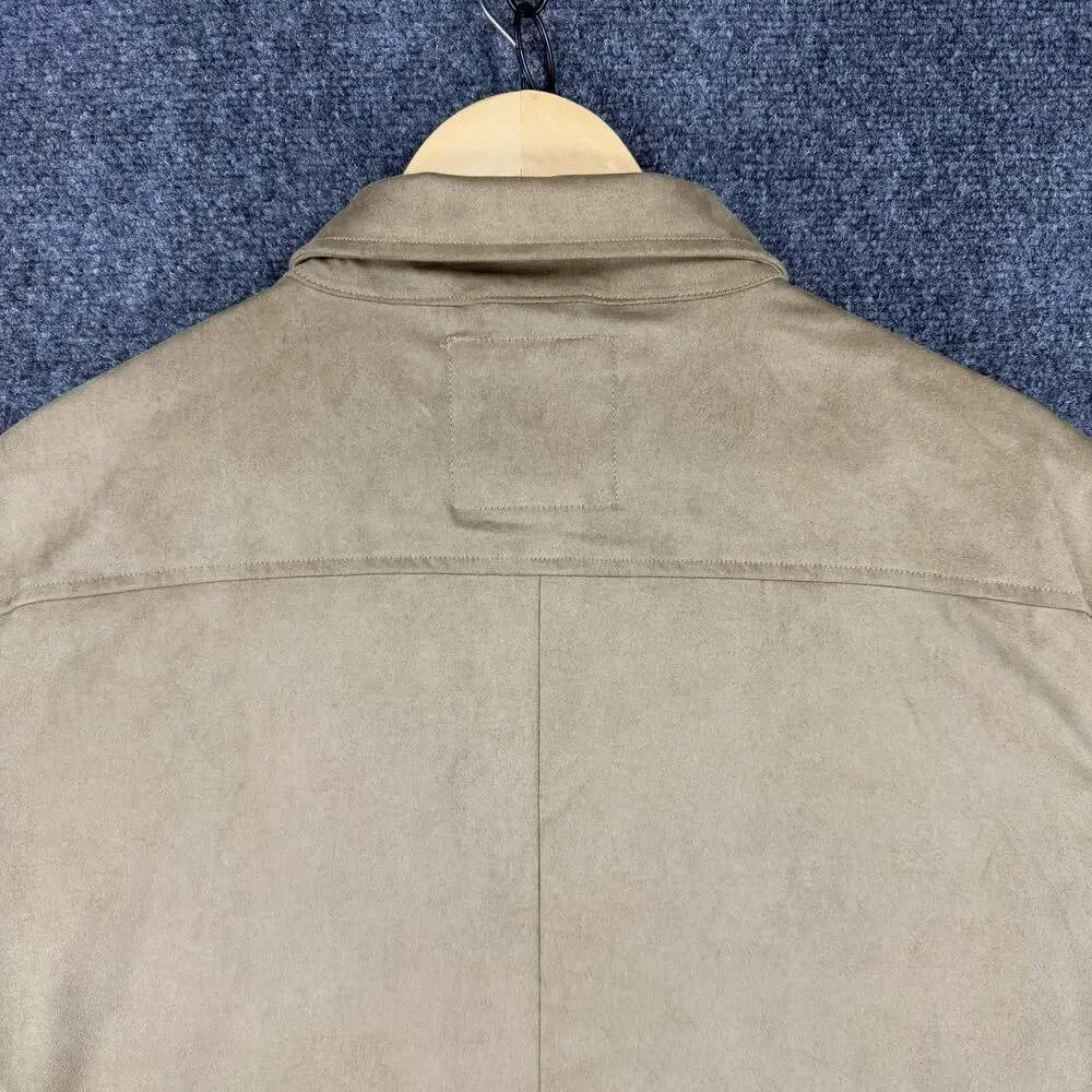 7 Diamonds Country Road Suede Shirt Jacket Mens Large Beige Long Sleeve Stretch - Picture 6 of 7